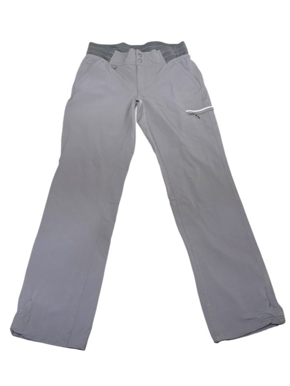 Duluth Trading Co Women's Hiking Cargo Pants Gray Stretch Quick Dry Size 4 x 33
